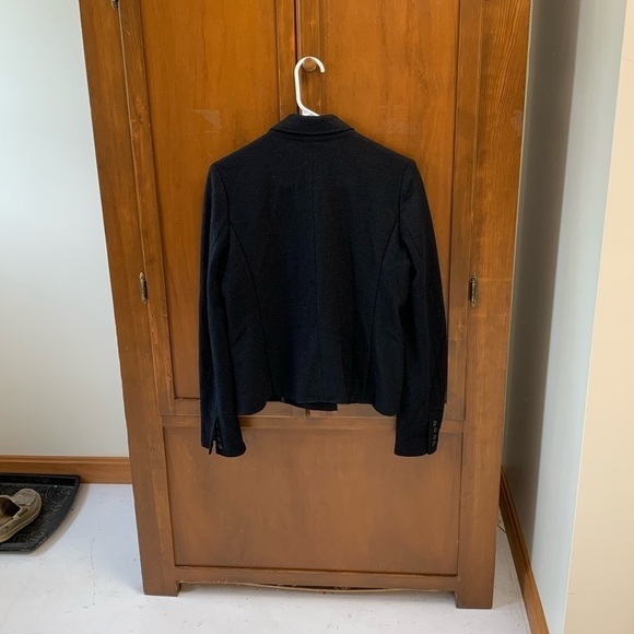 J.Crew black wool blend blazer size 6 rough hem 19 in pit pit L-21-22 - Picture 2 of 7